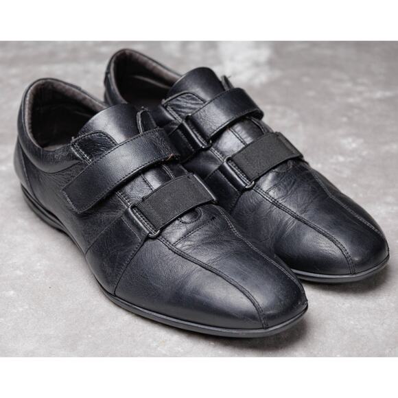 To Boot New York Adam Derrick Black Leather Hook and Loop Loafer Sneaker Mens 9 - Picture 1 of 16